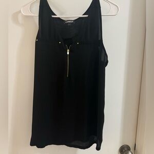 Express Gold Zipper Black tank